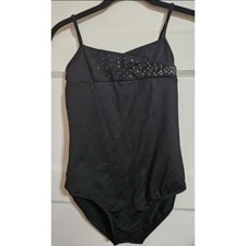  MIRELLA Black Rhinestone Accent Sleeveless Leotard Girls Size 14