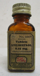 VINTAGE LILLY STILBESTROL COMPRESSE BOTTIGLIA VETRO AMBRA FARMACIA