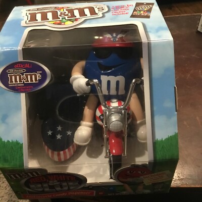 M&M Red White & Blue Motorcycle Candy Dispenser MM Collectible