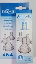 Dr. Brown’s Natural Flow Level 2 ANTI-COLIC Nipples 3m+ Medium Flow 1 Box 72 Pcs