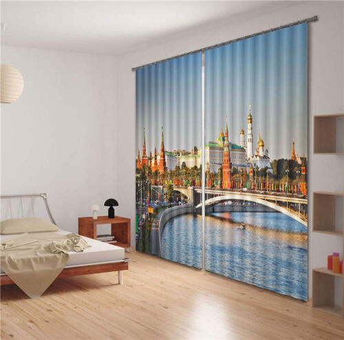 Red Square Moscow 3D Blockout Photo Mural Printing Curtains Draps Fabric Window - Photo 1/9