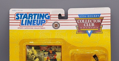 1996 Starting Lineup edición club de coleccionista Bobby Hull & Brett casco tarjeta de figuras - Imagen 2 de 10