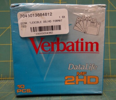 (10) Verbatim 2HD 3.5'' Double Density Microdisks Disquettes 90mm 2 MB 86269