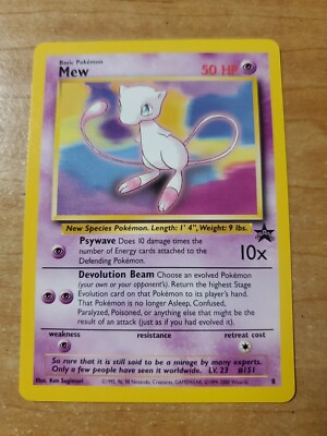 2000 Mew Pokémon Card - Black Star Promo #8 - Pokémon League Blackstar Rare HTF 