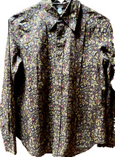 Dosa 100% Cotton Brown Paisley Long-Sleeved Blouse Size 1 Made in USA