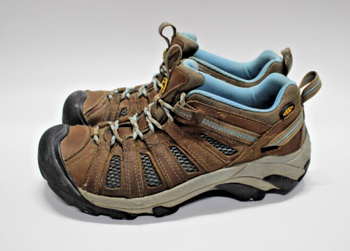 Scarpe da trekking Keen Voyageur da donna 8,5 in pelle sneakers da trail walking blu/marrone - Foto 2 di 10