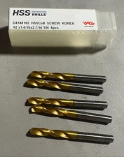 Y-G D4148102 #2 dia x 1-5/16" Flute Length x 2-7/16" OAL TiN Coated HSS - Qty. 5