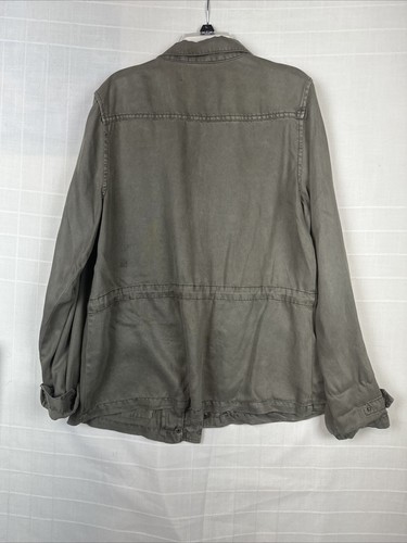 Max Jeans Army Style Olive Green Jacket Drawstring waist Long Sleeve button up - Picture 7 of 7