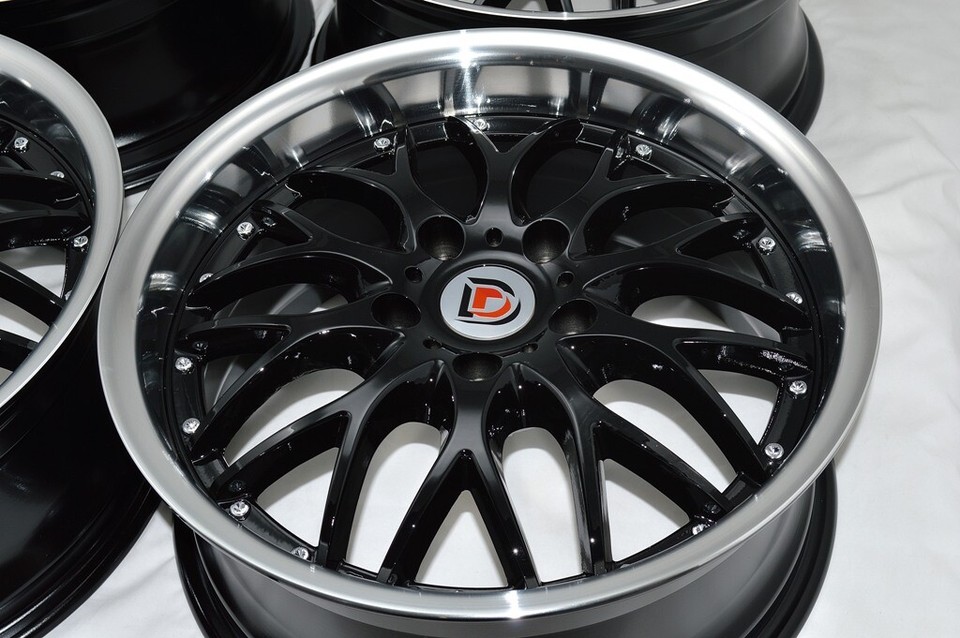 Set of 4 New 18x8 DDR R19 Black Machined Lip 18