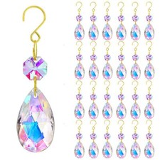 25pcs 38mm Crystal Teardrop Chandelier Parts,Suncatcher Crystal Prisms Hanging