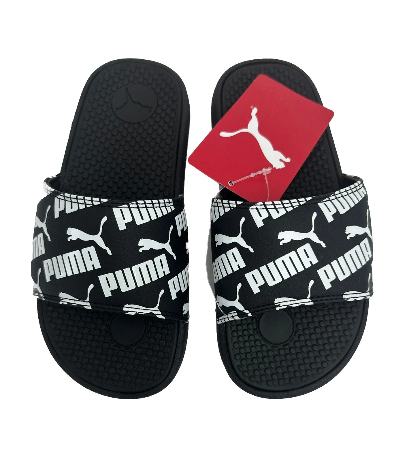 PUMA Cool Cat Sandalo Slide Ragazzi Nero Taglia 2C Nuovo