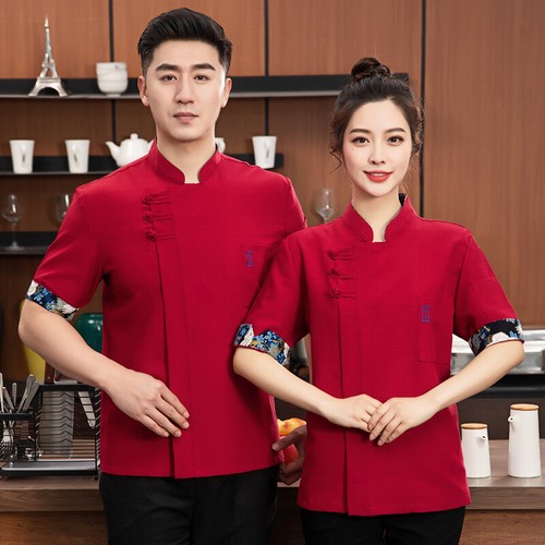 Unisex Adult Chef Uniform Linen Blend Short Sleeve Jacket Cooking Coat Work Top - Picture 24 of 28