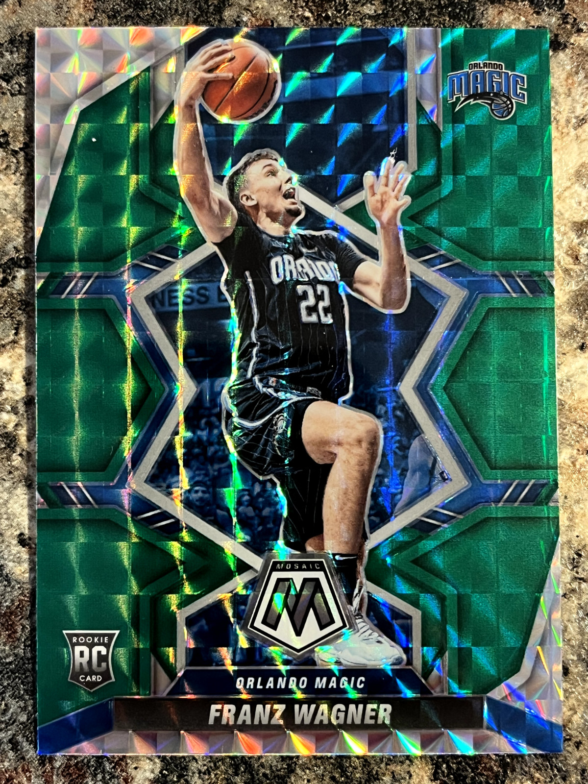 Franz Wagner 2021-22 Panini Mosaic Green Mosaic Prizm RC #220 Orlando Magic