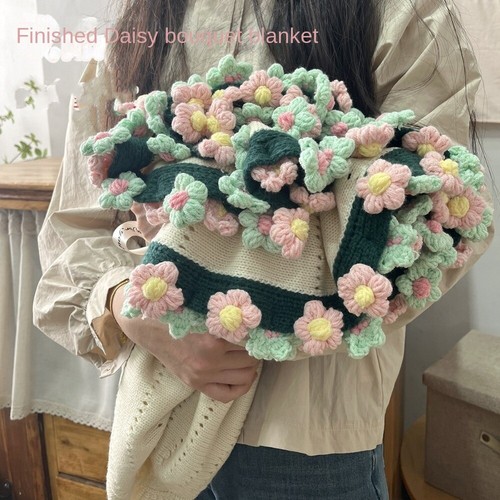 Handmade Crocheted Little Daisy Bouquet Blankets Knitted Flower Blanket Gift - Picture 3 of 22