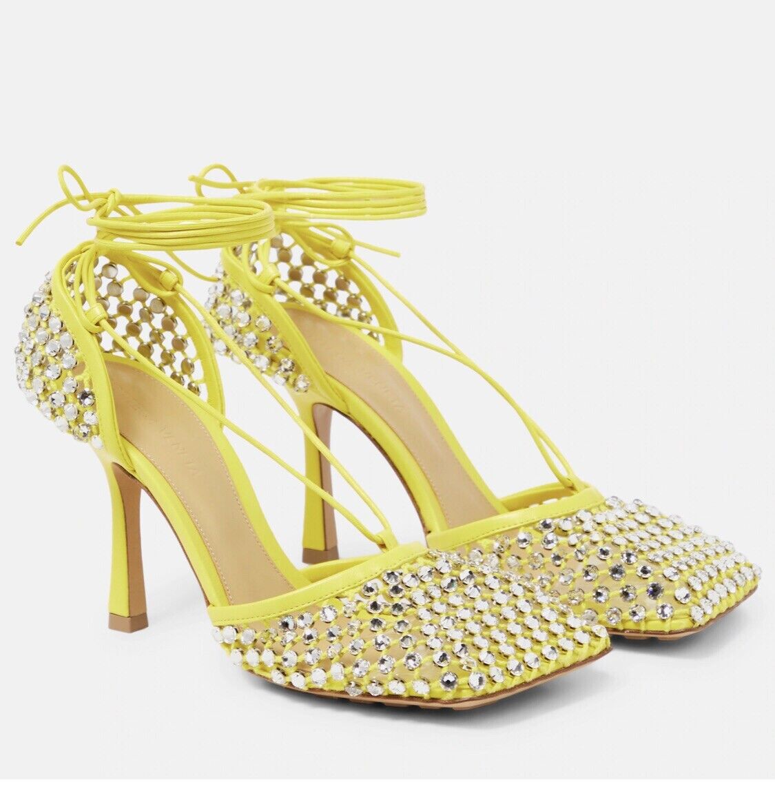 New Bottega Veneta Yellow Sparkle Stretch Crystal New Bottega Veneta Yellow Sparkle Stretch Crystal