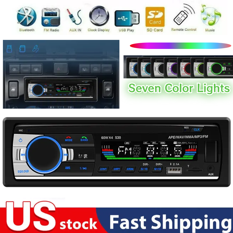 Car Stereo Audio Bluetooth In-Dash FM Aux Input Receiver SD USB MP3 Radio Player
