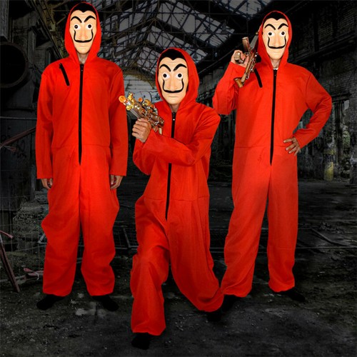 Unisex Money Heist TV Bank Robber Red Jumpsuit Costume Salvador Dali