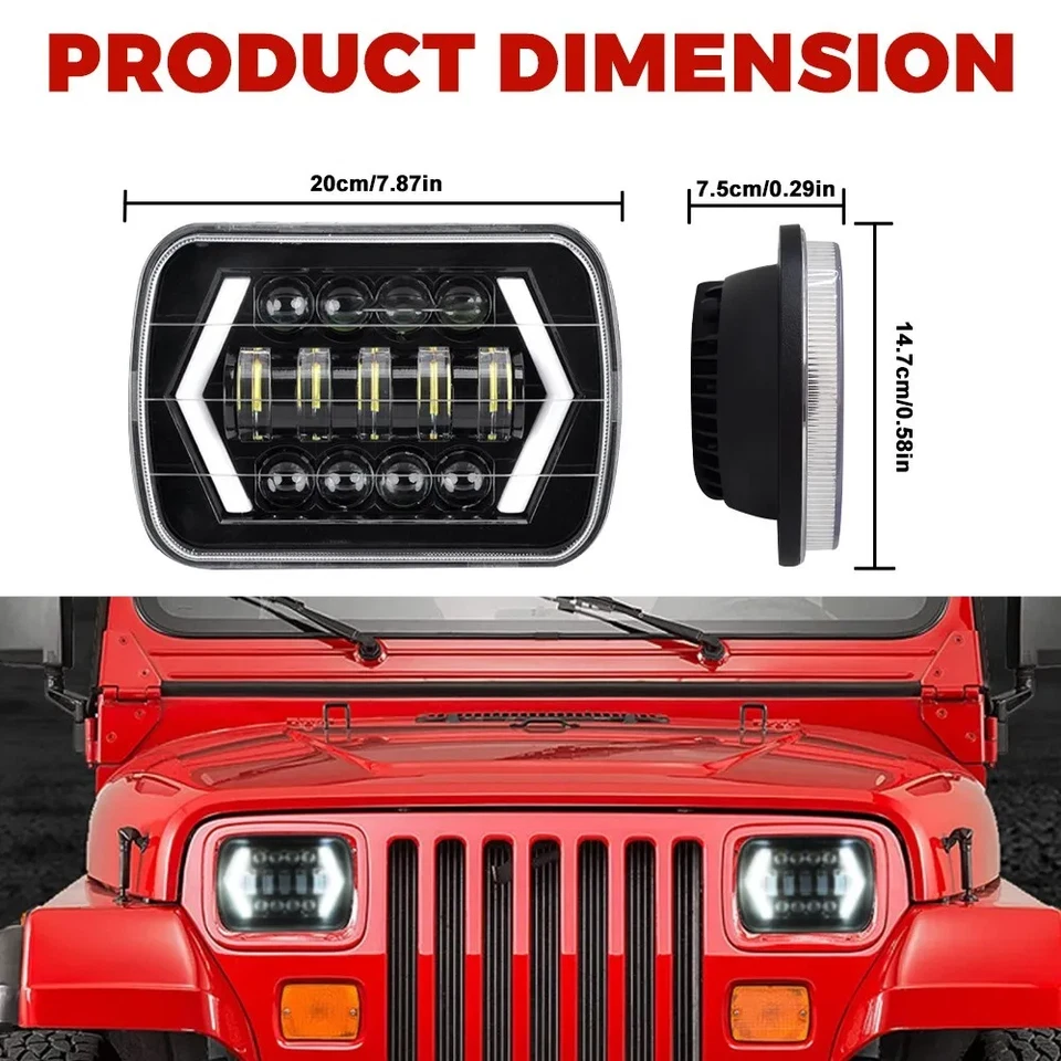 Nuevo Par de Faros LED HI/LO 130W 5x7" 7x6'' para Mazda B2000 B2200 B2600 Foto 4 de 4