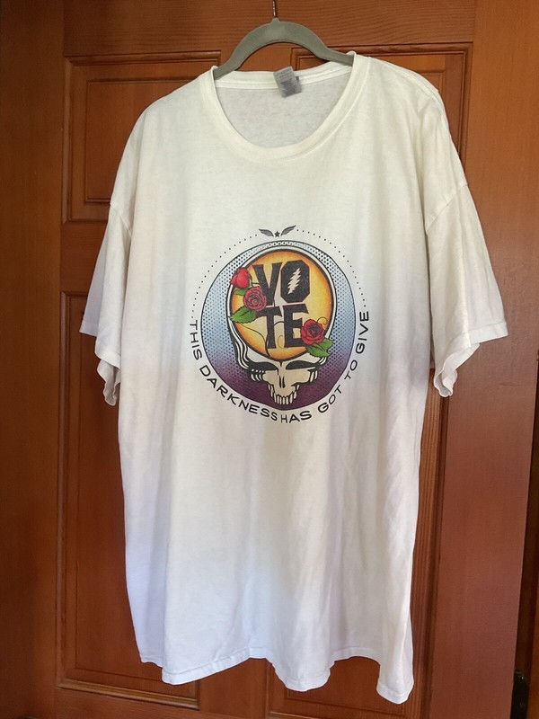 This Darkness Has To Give - “Vote” - White Skull And Flower Vintage Tshirt 2XL
