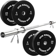 Olympic Barbell & 50kg 2" Rubber Bumper Plate Weight lifting Kit Set 4 5 6 7 ft