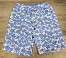 Peter Millar Seaside Swimsuit Trunks Lined Palm Trees Men M Blue