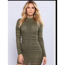 Fashion Nova Paparazzi Ruched Dress Size Small Club Party Holiday Bodycon Baddie