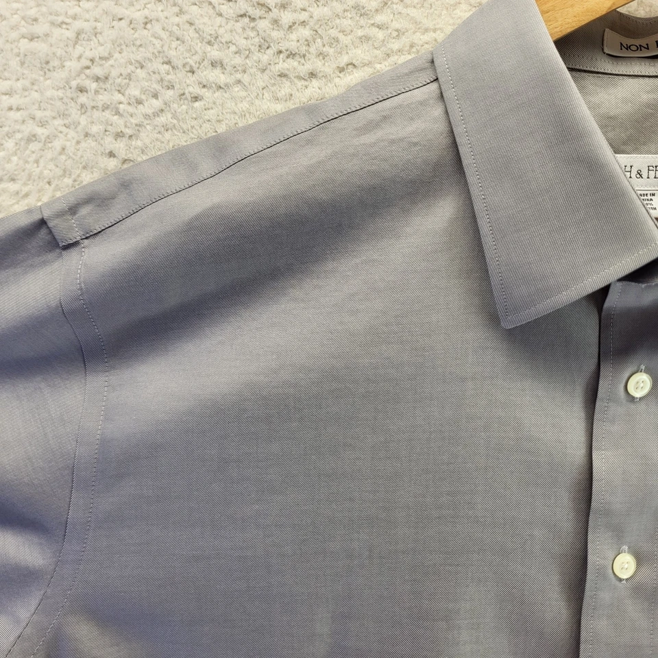 Camisa social masculina Joseph And Feiss 17.5 34/35 cinza sem ferro manga longa botão - Imagem 3 de 4