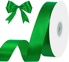 Green Ribbon 1 Inch 50 Yards Christmas Satin Ribbon for Holiday Decor Christmas