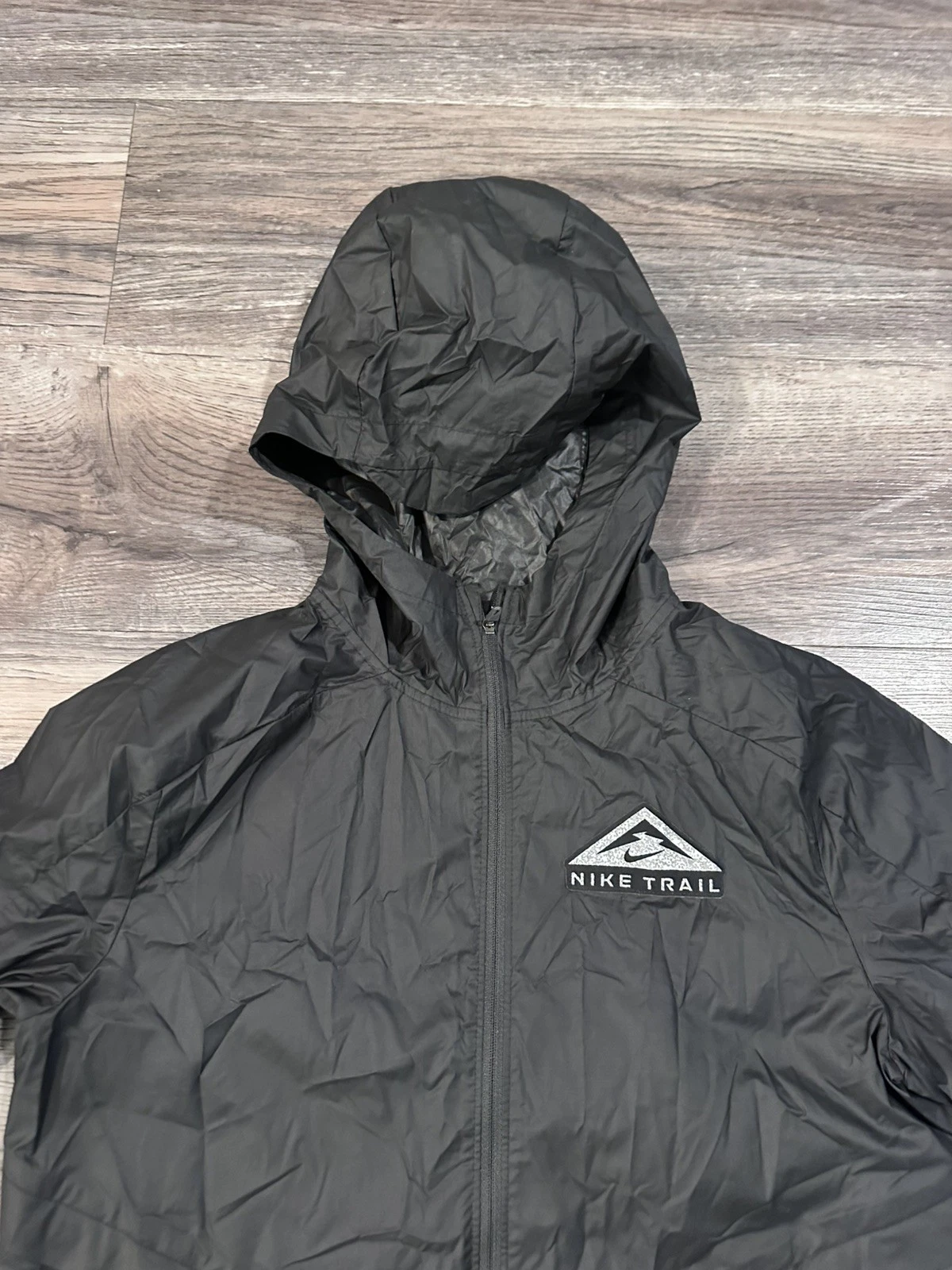 Nike Trail Jacket Womens Small Black Black Storm-Fit Shield Running Packable
