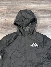 Nike Trail Jacket Womens Small Black Black Storm-Fit Shield Running Packable