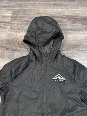 Nike Trail Jacket Womens Small Black Black Storm-Fit Shield Running Packable