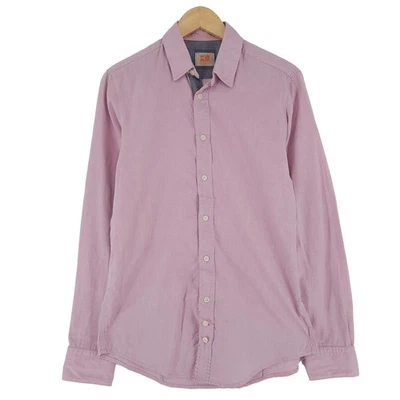 HUGO BOSS Chemise Homme Rose Coton Boutonnée Col Lâche Classique Manche Longue S - Photo 1/4