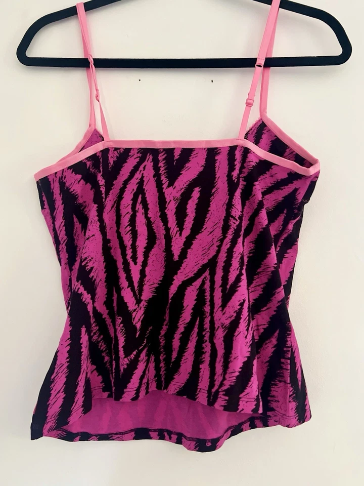 Express Sexy Ropa de dormir Rosa Negro Estampado de cebra Punk Camiseta sin mangas Cami Talla L Y2k Años 90 Foto 2 de 4