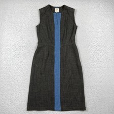 Archerie Dress Womens 8 Grey Blue Contrast Stripe Sheath Mod Office Professional