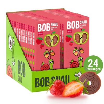 Bob Snail Frucht-Rollsnack Apfel-Erdbeere | 30g | Kein Zuckerzusatz | 24er Pack