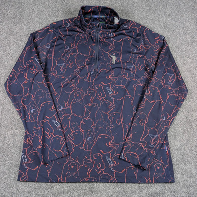 William Murray Chip Shot 1/4 Zip Pullover Mens Medium Navy Gopher AOP Golf