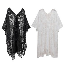 Elegant Lace Swimsuit Cover Up for Women See Through Sheer Bathing Suit Coverup