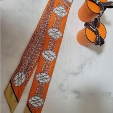 Hermes Twilly Scarf Orange with Box, Used, No Box Discount