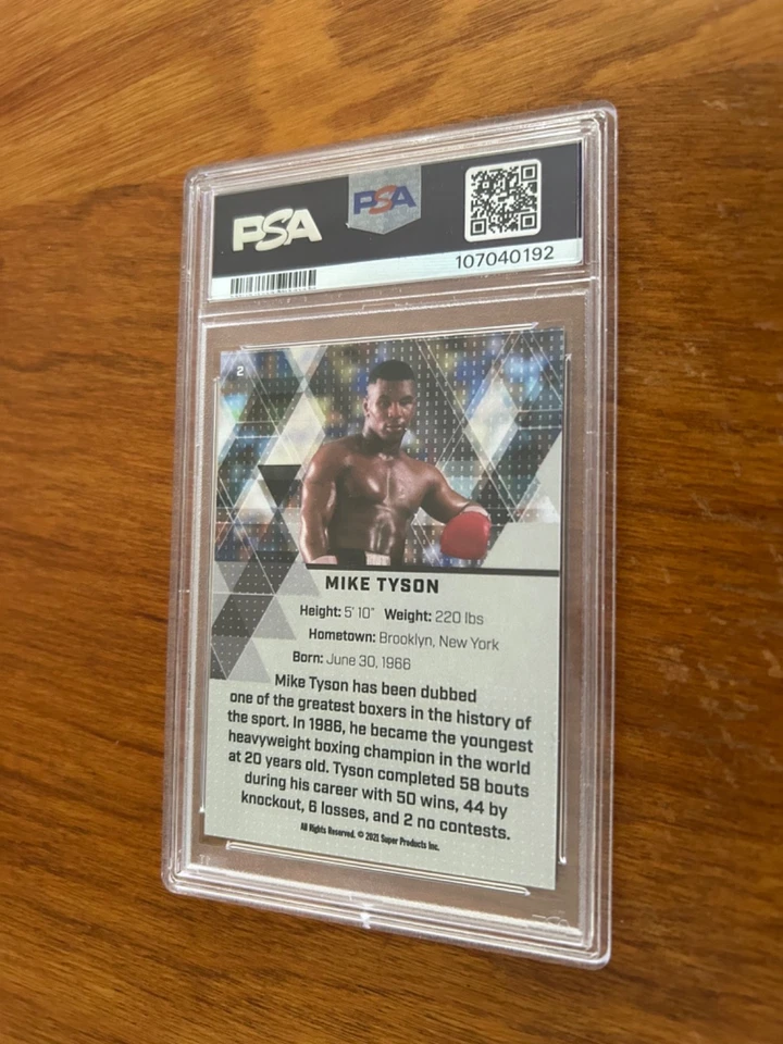 RARE Mike Tyson 2021 Super Glow  Inaugural Edition GOLD FOIL SP #2 BOXING PSA 8 - Image 2 of 2