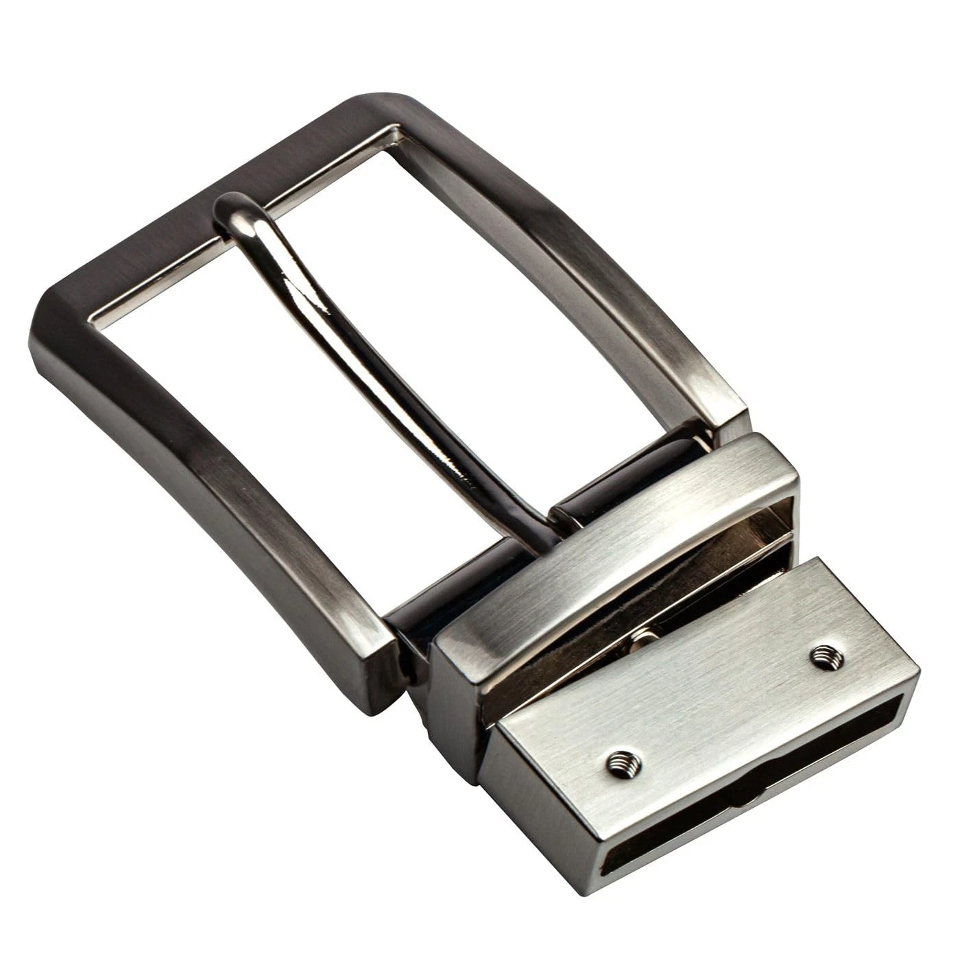 Belt Buckle Reversible Classic Business White Brushed 1.5" (38mm-40mm) - Picture 1 of 7