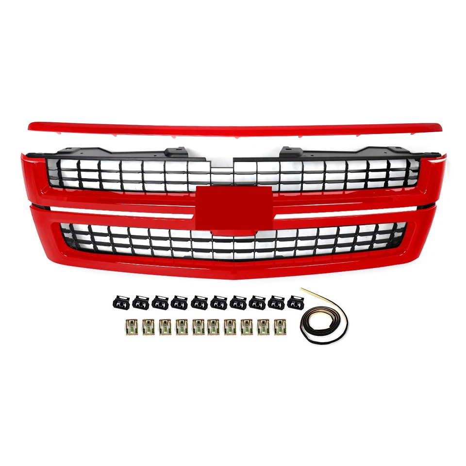 Front Grille Assembly Victory Red For 2007-2010 Chevrolet Silverado 2500 3500HD Foto 2 de 4
