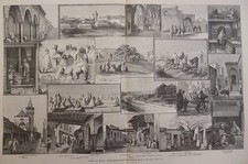 oryginalny. Drzeworyt - zdjęcia z Tunisu. Arkusz kolekcjonerski z 18 ilustracjami Tunezja