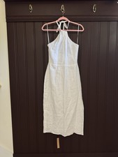 NWT Reformation Santino Women’s White Linen Sheath Midi Dress Size 6 Halter Neck