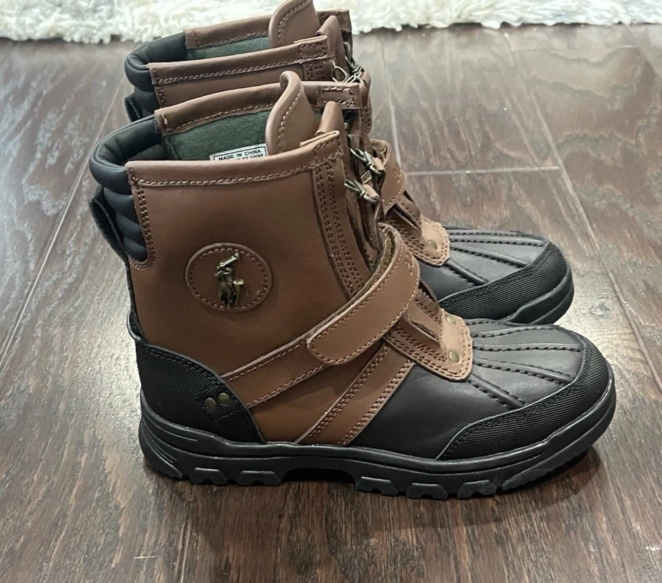 Polo by Ralph Lauren Conquered HI Leather Brown Boots Boys Size 3 - Image 3 of 4