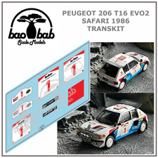 Calcas Transkit 1/43 Peugeot 205 T16 EVO 2 East African Safari Rally 1986 Decals