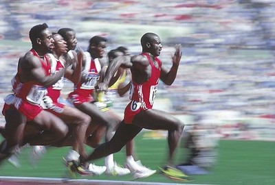 Canada Ben Johnson in action winning 100M Final at Olympic Stadium- Old Photo