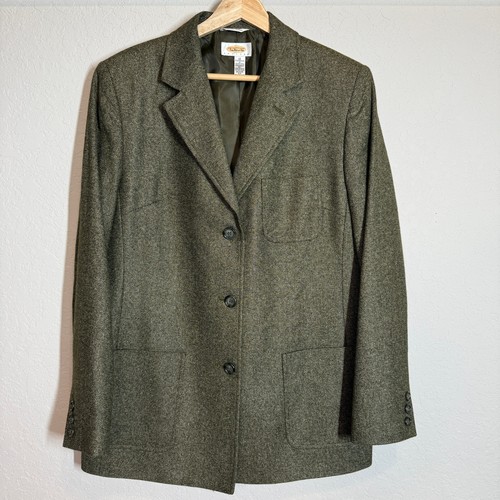 Women's Talbot's Green Tweed Italian Wool Silk Nylon Blend Blazer Size 12 - Picture 9 of 9