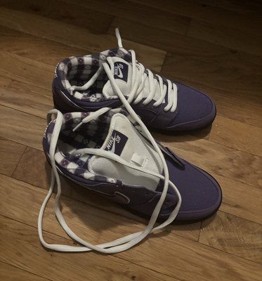 Nike SB Men s Low Top Lace-Up Skate Sneakers Purple White Plaid