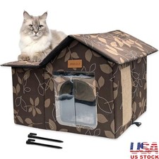 Foldable Outdoor Waterproof Cat House W/ Removable Cushion Cat  Dog Shelter New
