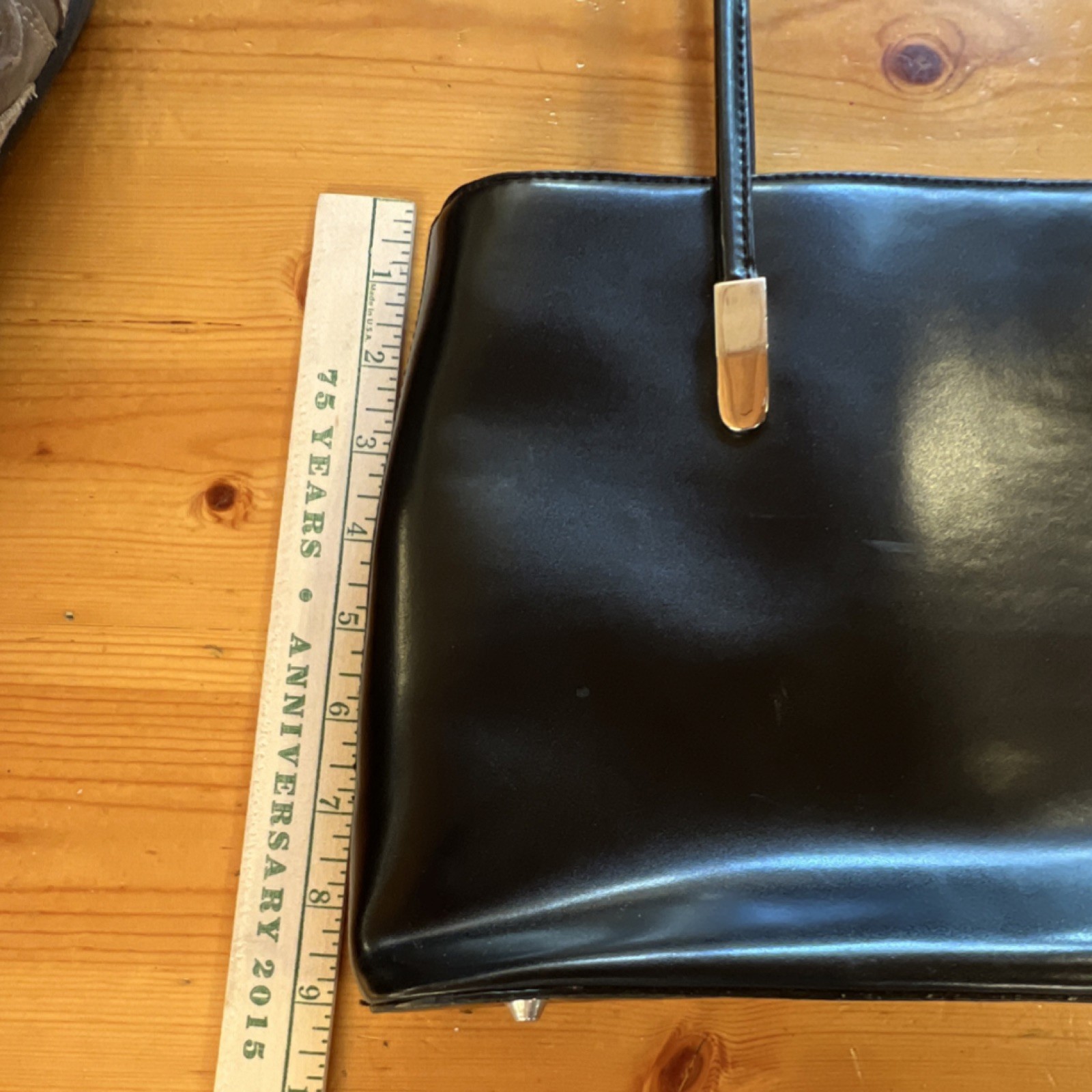 Black Structured Shoulder Bag Silver Hardware Dou… - image 5